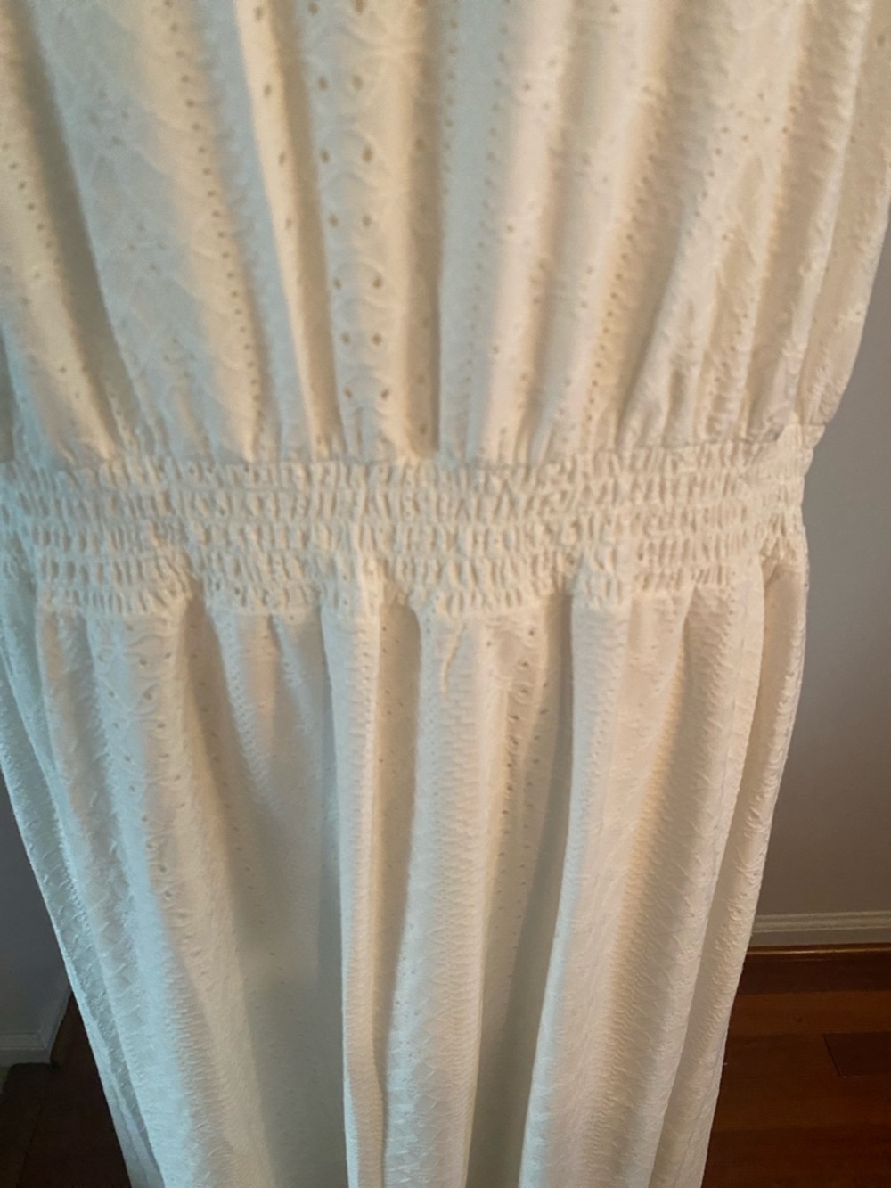 Adrianna Papell NWT ivory eyelets mocked waist large dress - Picture 3 of 10